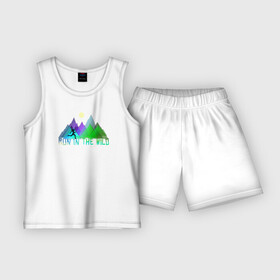 Детская пижама с шортами хлопок с принтом Run in the Wild ,  |  | бег | беги | горы | девочка | девушка | женщина | здоровье | йога | лес | ориентирование | спорт | фитнес | хайкинг | ходьба