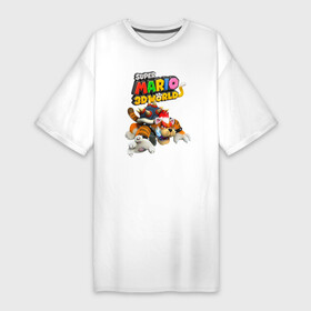 Платье-футболка хлопок с принтом Tiger Bowser  Super Mario 3D World ,  |  | bowser | claws | fangs | hero | jaw | super mario | tail | tiger | боузер | клыки | когти | пасть | супер марио | тигр | хвост
