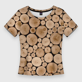 Женская футболка 3D Slim с принтом Спил дерева ,  |  | в детскую | в комнату | дерево | деревья | деревянный | на кровать | на стол | патерн | песочный цвет | по  дерево | рельеф | структура дерева | текстура