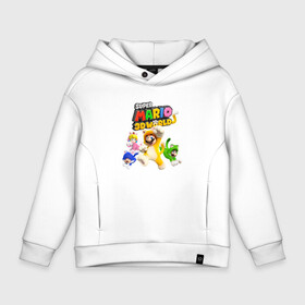 Детское худи Oversize хлопок с принтом Super Mario 3D World   Nintendo   Team of heroes , френч-терри — 70% хлопок, 30% полиэстер. Мягкий теплый начес внутри —100% хлопок | боковые карманы, эластичные манжеты и нижняя кромка, капюшон на магнитной кнопке | cat | ears | luigi | nintendo | paws | princess peach | super mario | tail | team | video game | видеоигра | кот | котёнок | кошка | лапы | луиджи | нинтендо | супер марио | уши | хвост