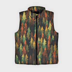 Женский жилет утепленный 3D с принтом Spruce forest ,  |  | дерево | деревья | елка | елки | еловый лес | зелёный | зеленый лес | лес | лес минимализм | лесок | лесочек | цвет