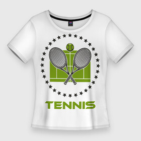 Женская футболка 3D Slim с принтом TENNIS (Теннис) ,  |  | atp | itf | tennis | wta | игра | кубок дэвиса | кубок кремля | кубок уайтмен | кубок федерации | кубок хопмана | ракетка | соревнования | спорт | теннис | теннисный клуб | теннисный мяч