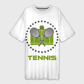 Платье-футболка 3D с принтом TENNIS (Теннис) ,  |  | atp | itf | tennis | wta | игра | кубок дэвиса | кубок кремля | кубок уайтмен | кубок федерации | кубок хопмана | ракетка | соревнования | спорт | теннис | теннисный клуб | теннисный мяч