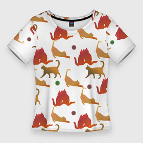 Женская футболка 3D Slim с принтом cats cats cats ,  |  | котики | коты | котята | кошки | паттерн | шарики