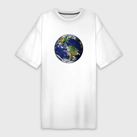 Платье-футболка хлопок с принтом Земля. Вид из космоса ,  |  | earth | green peace | home | вода | земля | климат | космос | планета | природа | сохранение | экология