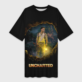 Платье-футболка 3D с принтом Uncharted Анчартед. Фильм ,  |  | action | nathan nate drake | ps | sam drake | the lost legacy | uncharted | анчартед | игра | игры | кино | на картах не значится | неизведанное | нейтан нейт дрейк | фильм