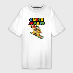 Платье-футболка хлопок с принтом Bowser  Super Mario  Nintendo ,  |  | bowser | claws | fangs | hero | jaw | super mario | video game | боузер | видеоигра | герой | клыки | когти | пасть | супер марио