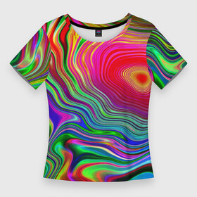 Женская футболка 3D Slim с принтом Expressive pattern  Neon ,  |  | color | expressive | fashion | neon | pattern | vanguard | авангард | мода | неон | узор | цвет | экспрессия