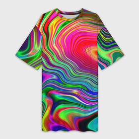 Платье-футболка 3D с принтом Expressive pattern  Neon ,  |  | color | expressive | fashion | neon | pattern | vanguard | авангард | мода | неон | узор | цвет | экспрессия