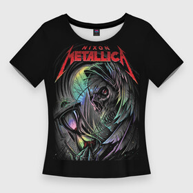 Женская футболка 3D Slim с принтом NIXON METALLICA ,  |  | anarchy | anthrax | james hatfield | megadeth | metallica | punks not dead | slayer | анархия | гаражный рок | гитара | гранж | джеймс хэтфилд | металл | металлика | панк рок | рок музыка | рок н ролл | рокер | скеле | трэш метал