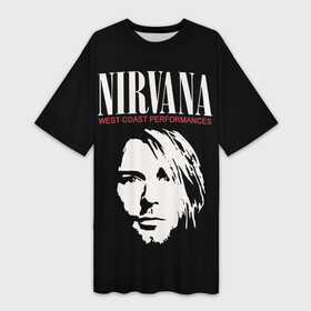 Платье-футболка 3D с принтом NIRVANA (Kurt Cobain) ,  |  | anarchy | courtney love | kurt cobain | music | nirvana | punks not dead | rock music | анархия | гаражный рок | гитара | гранж | кортни лав | курт кобейн | металл | нирвана | панк рок | рок музыка | рок н ролл | рокер | трэш метал