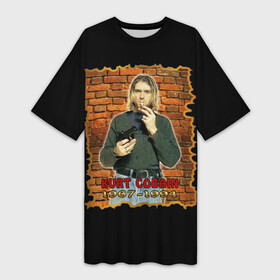 Платье-футболка 3D с принтом Kurt Cobain (1967  1994) ,  |  | anarchy | courtney love | kurt cobain | music | nirvana | punks not dead | rock music | анархия | гаражный рок | гитара | гранж | кортни лав | курт кобейн | металл | нирвана | панк рок | рок музыка | рок н ролл | рокер | трэш метал