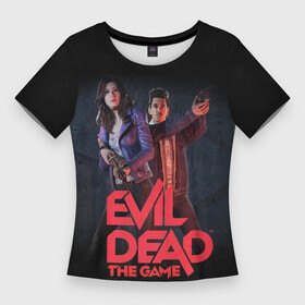Женская футболка 3D Slim с принтом Kelly and Pablo ,  |  | ash | evil dead | game | kelly | necronomicon | pablo | the evil dead | зловещие мертвецы | игра | мертвецы | некрономикон | хоррор | эш