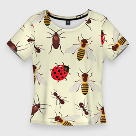 Женская футболка 3D Slim с принтом НАСЕКОМЫЕ БОЖЬИ КОРОВКИ ЖУКИ МУРАВЬИ ПЧЕЛЫ ,  |  | ant bee | beetle | insect | ladybug | божья коровка | жук | муравей пчела | насекомое