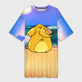 Платье-футболка 3D с принтом Желтый слон ,  |  | желтый слон | слон | слоненок | слониха | слоны