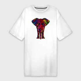 Платье-футболка хлопок с принтом Психоделически раскрашенный слон ,  |  | elephant | psychedelic | азиатский слон | лесной слон | медитация | метаморфоза | очевидный | психоделика | психоделическая | саванный слон | слон | слоник | слоновий | слоняра | сознание | цветная | элефант