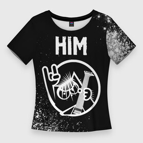 Женская футболка 3D Slim с принтом HIM  КОТ  Краска ,  |  | band | him | metal | rock | группа | кот | краска | краски | рок | хим