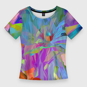 Женская футболка 3D Slim с принтом Abstract color pattern  Summer 2022 ,  |  | abstraction | fashion | flowers | pattern | summer | абстракция | лето | мода | узор | цветы