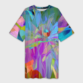 Платье-футболка 3D с принтом Abstract color pattern  Summer 2022 ,  |  | abstraction | fashion | flowers | pattern | summer | абстракция | лето | мода | узор | цветы