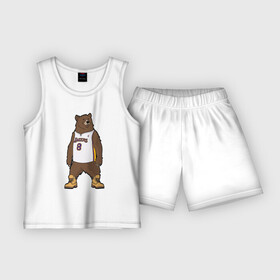 Детская пижама с шортами хлопок с принтом Баскетбольный мишка ,  |  | lakers | баскет | баскетбол | лэйкерс | майка | медвель | мишка
