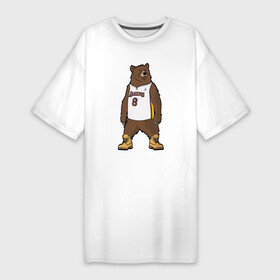Платье-футболка хлопок с принтом Баскетбольный мишка ,  |  | lakers | баскет | баскетбол | лэйкерс | майка | медвель | мишка