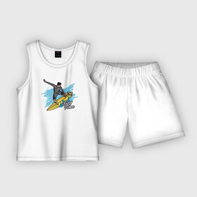 Детская пижама с шортами хлопок с принтом Серфинг  волны ,  |  | волны | лето | море | отдых | серфинг