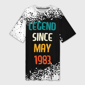 Платье-футболка 3D с принтом Legend Since May 1983 ,  |  | 1983 | legend | made in | may | since | ussr | бабушке | брату | год | дедушке | день | жене | краска | мае | май | маме | мужу | папе | рожден | рождения | сделано | сестре | спрей | ссср | юбилей
