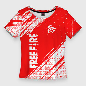 Женская футболка 3D Slim с принтом Free Fire  Фри Фаер  Паттерн ,  |  | free fire | free fire battlegrounds | garena | garena free fire | гарена | игра | фри фаер | шутер
