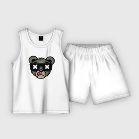 Детская пижама с шортами хлопок с принтом Мишка в очках ,  |  | bear | club | в очках | клабер | клуб | медведь | мишка | очки | тусовщик
