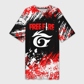 Платье-футболка 3D с принтом Free Fire брызги красок ,  |  | free fire | free fire battlegrounds | garena | garena free fire | гарена | игра | фри фаер | шутер