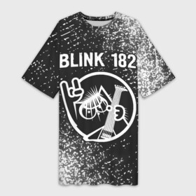 Платье-футболка 3D с принтом Blink 182 + КОТ + Спрей ,  |  | band | blink | metal | rock | блинк | группа | кот | краска | рок | спрей