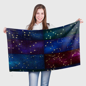 Флаг 3D с принтом Созвездия Северного полушария летом , 100% полиэстер | плотность ткани — 95 г/м2, размер — 67 х 109 см. Принт наносится с одной стороны | constellations | galaxy | stars | вселенная | звезды | небо | ночное | полушарие | северное | созвездия