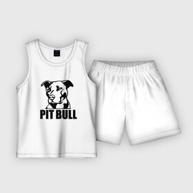 Детская пижама с шортами хлопок с принтом Pit Bull  Power ,  |  | dog | muzzle | pit bull | power | мощь | питбуль | собака