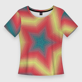 Женская футболка 3D Slim с принтом Звездный современный узор ,  |  | абстрактный | звезда | креативный | модный | молодежный | патриотический | ретро | современный