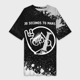 Платье-футболка 3D с принтом 30 Seconds to Mars  КОТ  Краска ,  |  | 30 seconds to mars | 30 секондс | 30stm | band | mars | metal | paint | rock | seconds | брызги | группа | кот | краска | марс | рок