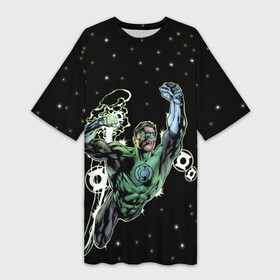 Платье-футболка 3D с принтом Космический защитник  Зеленый Фонарь ,  |  | dc | dc comics | green lantern | hal jordan | john stewart | justice league | lantern corps | джессика круз | джон стюарт | диси | зеленый фонарь | комиксы | лига справедливости