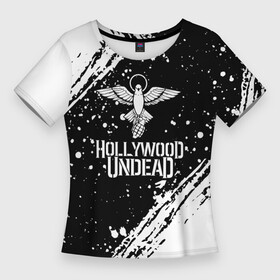 Женская футболка 3D Slim с принтом hollywood undead. ,  |  | full | hollywood | hollywood undead | lyrics | music | official | records | rock | song | theextremeundead | undead | video | youtube