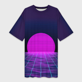 Платье-футболка 3D с принтом Закат розового солнца  Vaporwave  Психоделика ,  |  | color | fashion | psychedelic | retro | sun | sunset | synthwave | vaporwave | закат | мода | психоделика | ретро | синтвейв | солнце | цвет