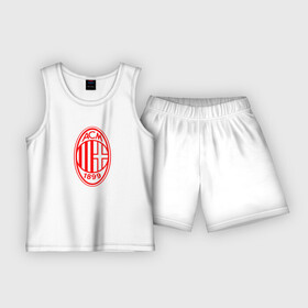 Детская пижама с шортами хлопок с принтом МИЛАН  AC Milan ,  |  | ac | ac milan | acm | football | logo | milan | sport | клуб | лого | логотип | логотипы | милан | символ | символы | спорт | форма | футбол | футбольная | футбольный