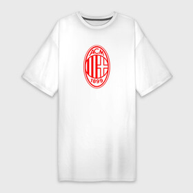 Платье-футболка хлопок с принтом МИЛАН  AC Milan ,  |  | ac | ac milan | acm | football | logo | milan | sport | клуб | лого | логотип | логотипы | милан | символ | символы | спорт | форма | футбол | футбольная | футбольный