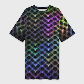 Платье-футболка 3D с принтом Color vanguard pattern 2025  Neon ,  |  | Тематика изображения на принте: color | fashion | neon | pattern | vanguard | авангард | мода | неон | узор | цвет