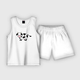 Детская пижама с шортами хлопок с принтом Коровка (прикольный рисунок) ,  |  | Тематика изображения на принте: буренка | бык | корова | коровка | прикольная | рисунок