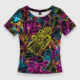 Женская футболка 3D Slim с принтом Cyber space pattern  Fashion 3022 ,  |  | cyber | fashion | neon | pattern | robot | spase | vanguard | авангард | мода | неон | паттерн | пространство | робот | узор