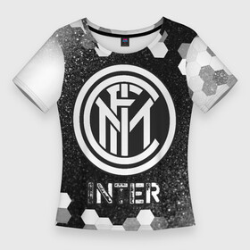 Женская футболка 3D Slim с принтом ИНТЕР  Inter  Графика ,  |  | club | footbal | inter | internazionale | logo | milan | знак | интер | интернационале | клуб | логотип | логотипы | милан | символ | символы | соты | форма | футбол | футбольная | футбольный