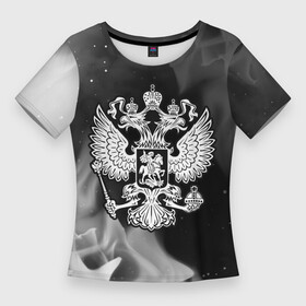 Женская футболка 3D Slim с принтом RUSSIA  ГЕРБ  Огонь ,  |  | russia | ussr | герб | двухглавый | огонь | орел | орнамент | пламя | победа | родина | рожден | россии | российский | россия | русский | русь | сборная | символ | символика | спорт | ссср | страна | флаг