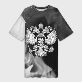 Платье-футболка 3D с принтом RUSSIA  ГЕРБ  Огонь ,  |  | russia | ussr | герб | двухглавый | огонь | орел | орнамент | пламя | победа | родина | рожден | россии | российский | россия | русский | русь | сборная | символ | символика | спорт | ссср | страна | флаг
