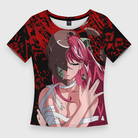 Женская футболка 3D Slim с принтом Elfen Lied 3D ,  |  | blood | elfen lied | lucy | nude | векторы | диклониус | кровь | люси | рога | ушки | шлем | эльфийская песнь