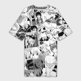 Платье-футболка 3D с принтом Ansatsu kyoshitsu pattern ,  |  | anime | karma akabane | koro sensei | nagisa shiota | аниме | анимэ | карма акабанэ | коро сэнсэй | нагиса сиота | шиото нагиса