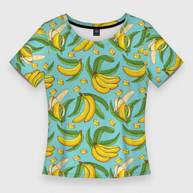 Женская футболка 3D Slim с принтом Banana pattern  Summer  Fashion 2022 ,  |  | banana | fashion | pattern | summer | банан | лето | мода | узор