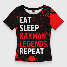 Женская футболка 3D Slim с принтом Eat Sleep Rayman Legends Repeat + Брызги ,  |  | eat sleep rayman legends repeat | legends | logo | paint | rayman | брызги | игра | игры | краска | легенд | лого | логотип | райман | символ
